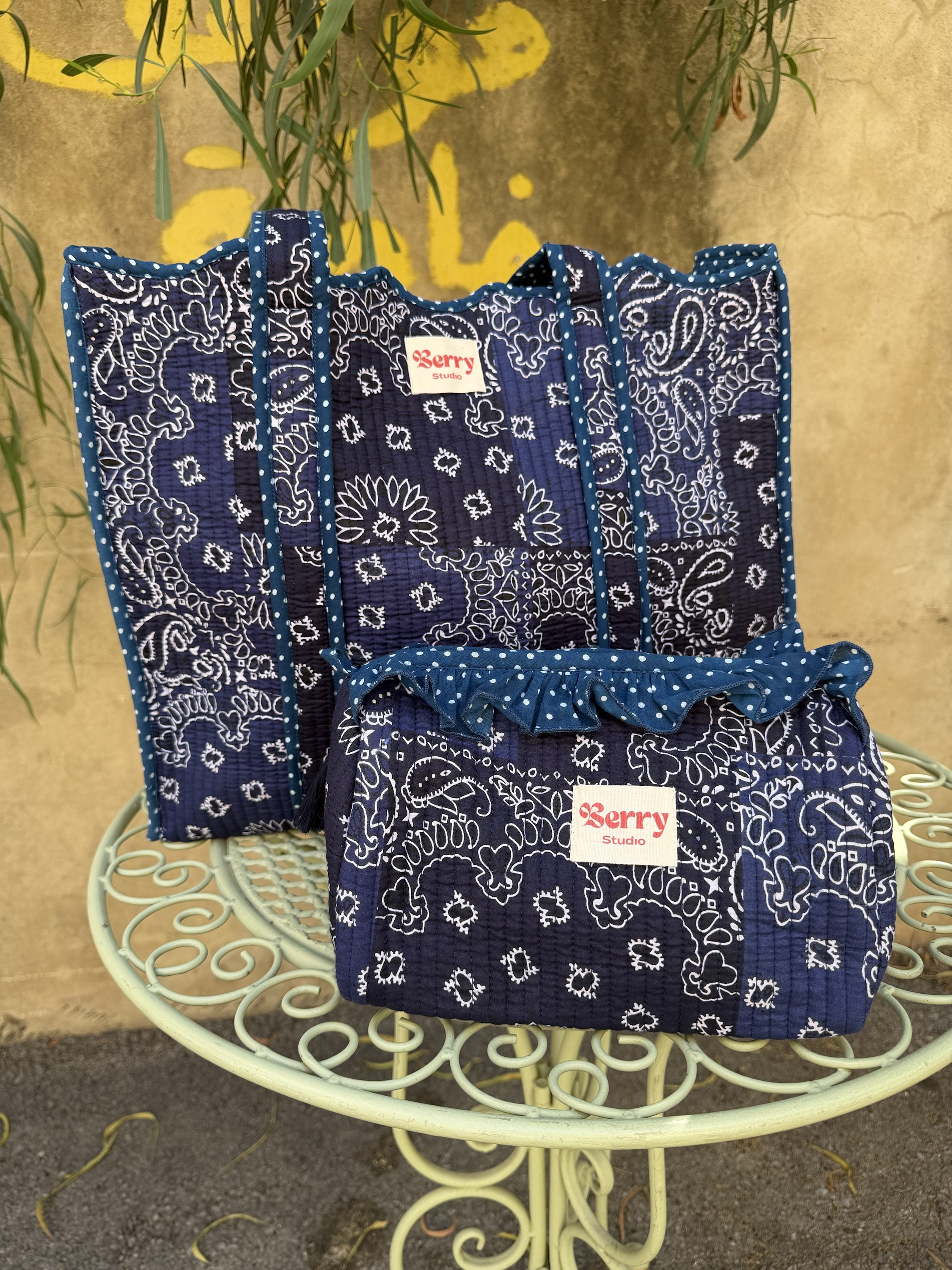 Bandana Navy Bag and Pouch