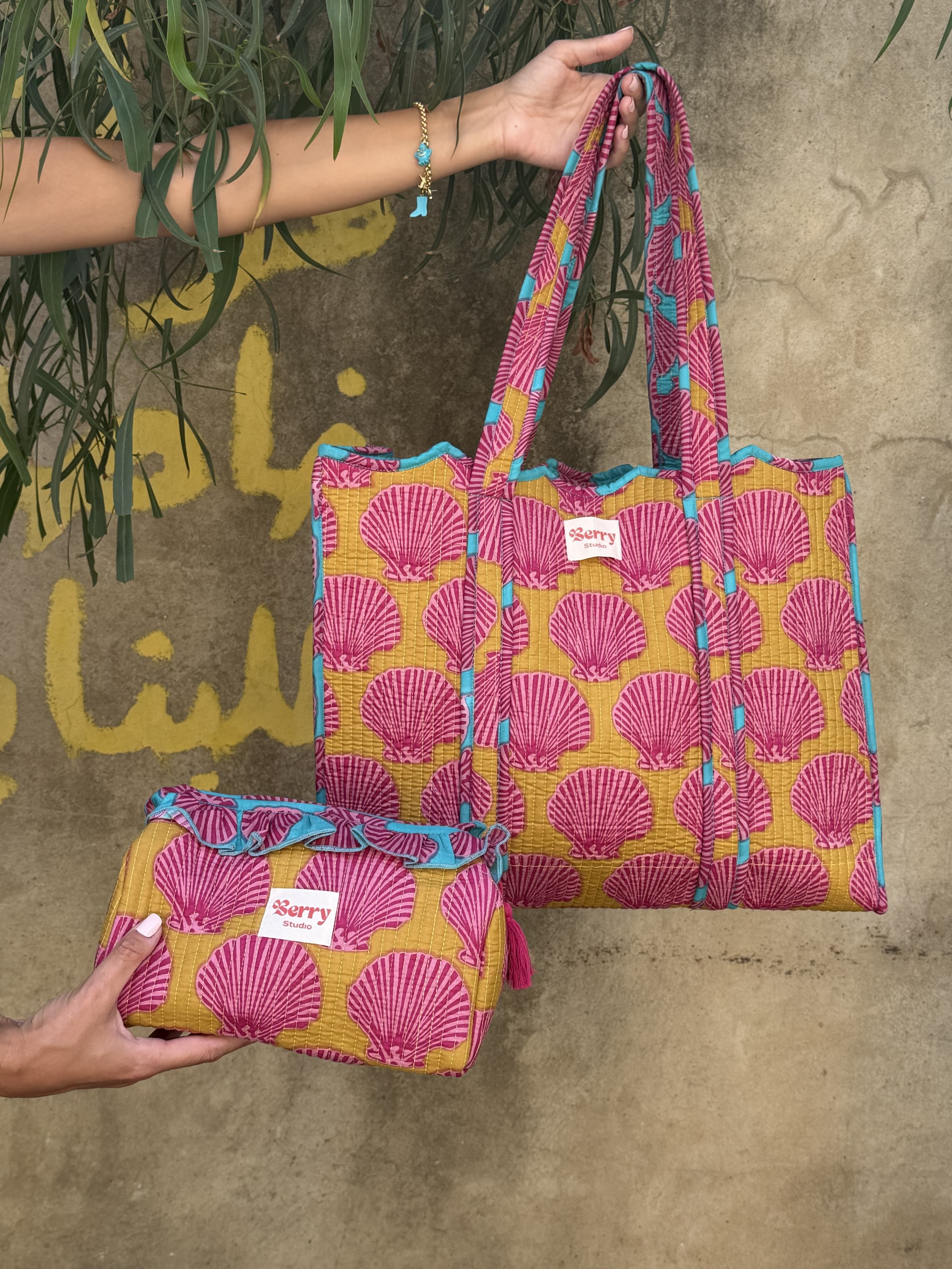 Seashell Fushia Bag and Pouch